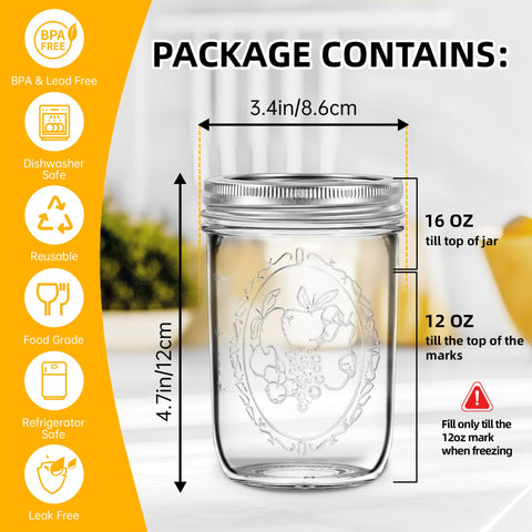 Miuyhji BPA-free glass jar 16oz ideal for safe food storage.