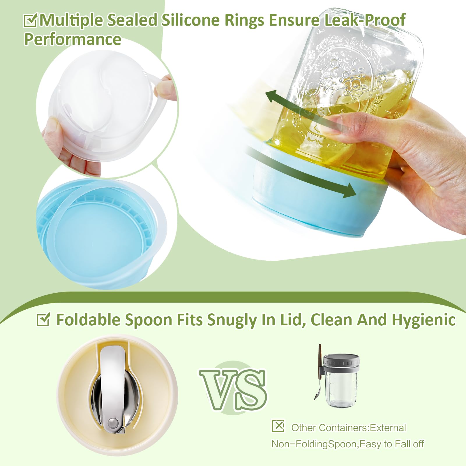 Miuyhji leak-resistant design helps prevent spills during commute and fridge storage.