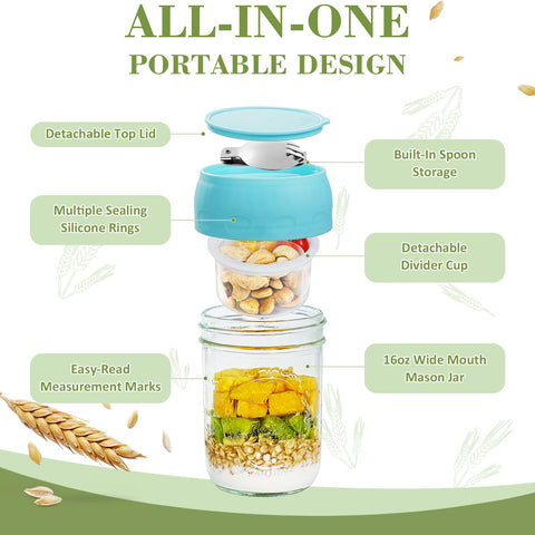 Miuyhji lid with integrated folding spoon for mess-free on-the-go meals.