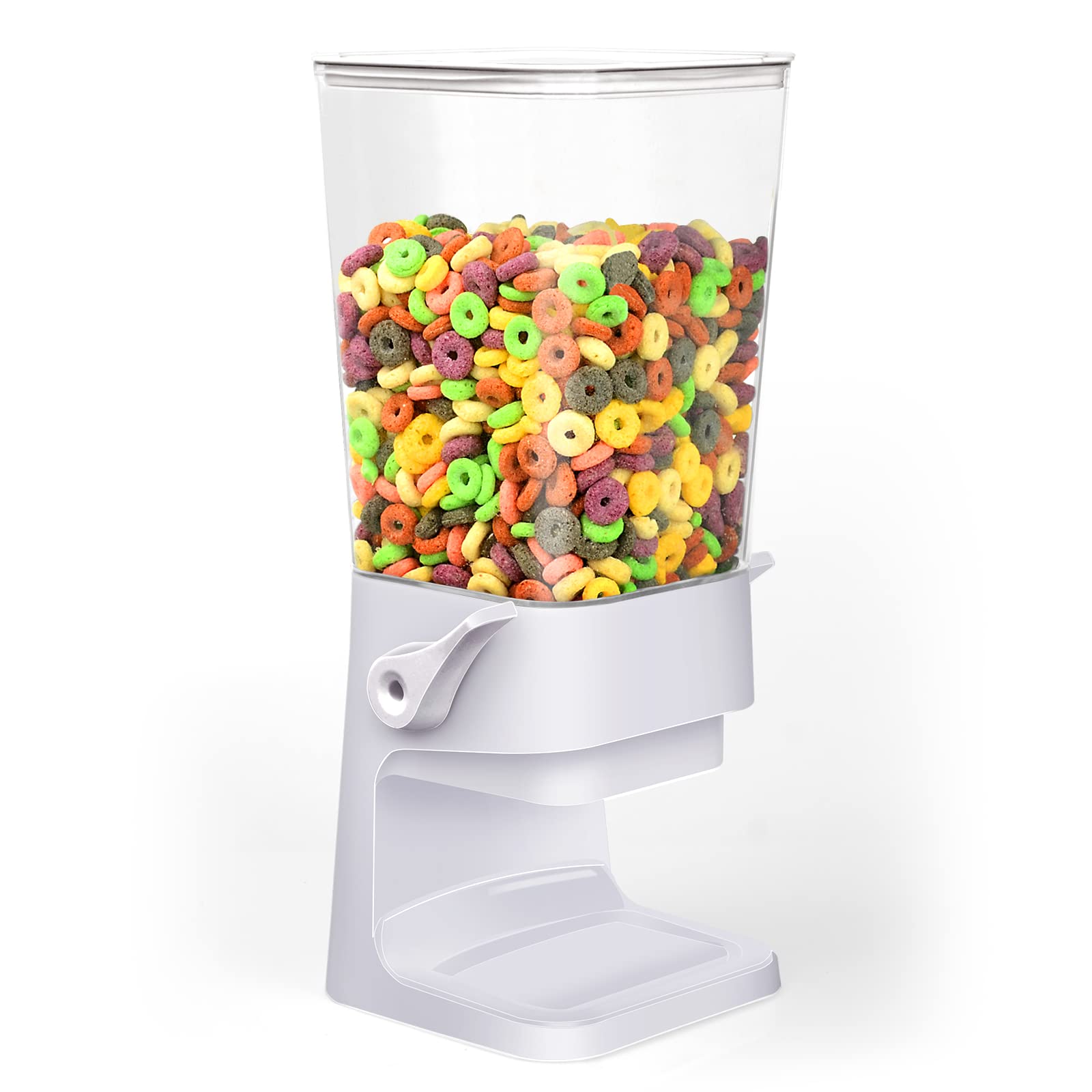Mivvosakuki cereal dispenser on a kitchen counter saving space and staying accessible.