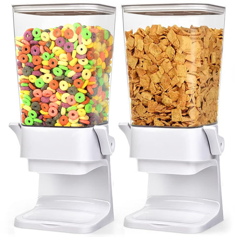 Mivvosakuki cereal dispenser top view showing dual 5.5 qt containers for pantry organization.