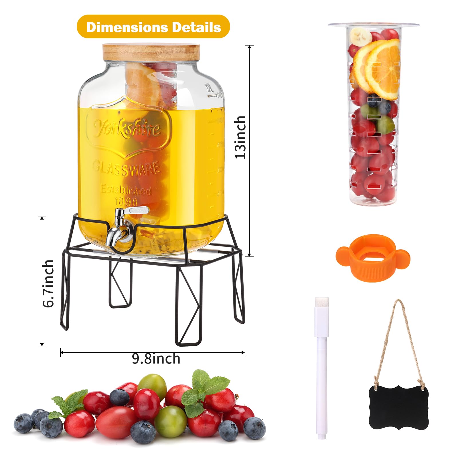 MIWUYI bamboo lid on a glass drink dispenser keeping drinks dust-free