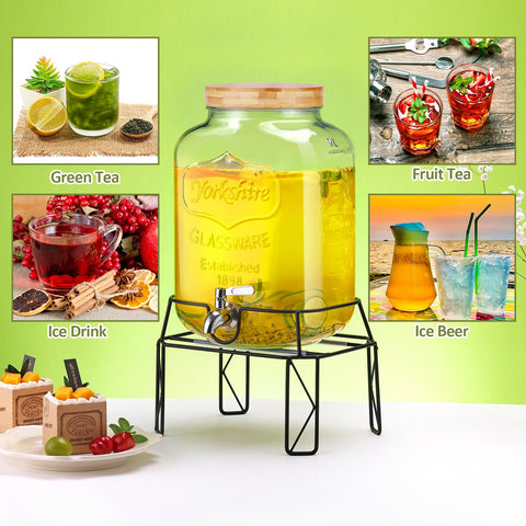 MIWUYI glass beverage dispenser close-up highlighting clarity and finish