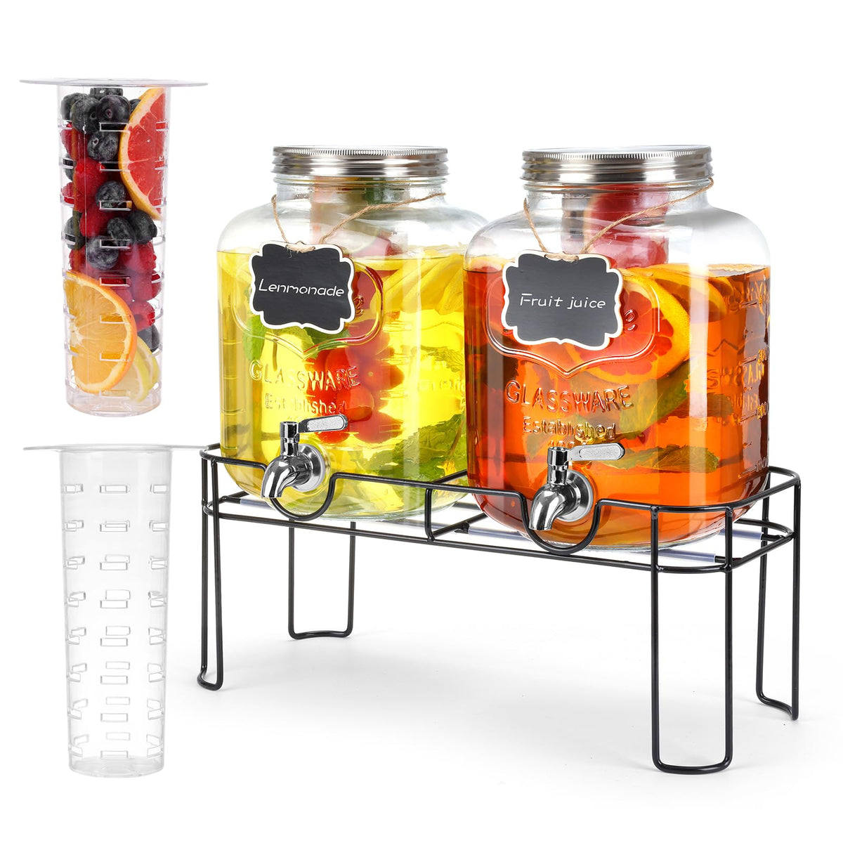 MIWUYI glass dispenser with stand and spigot for easy serving at events