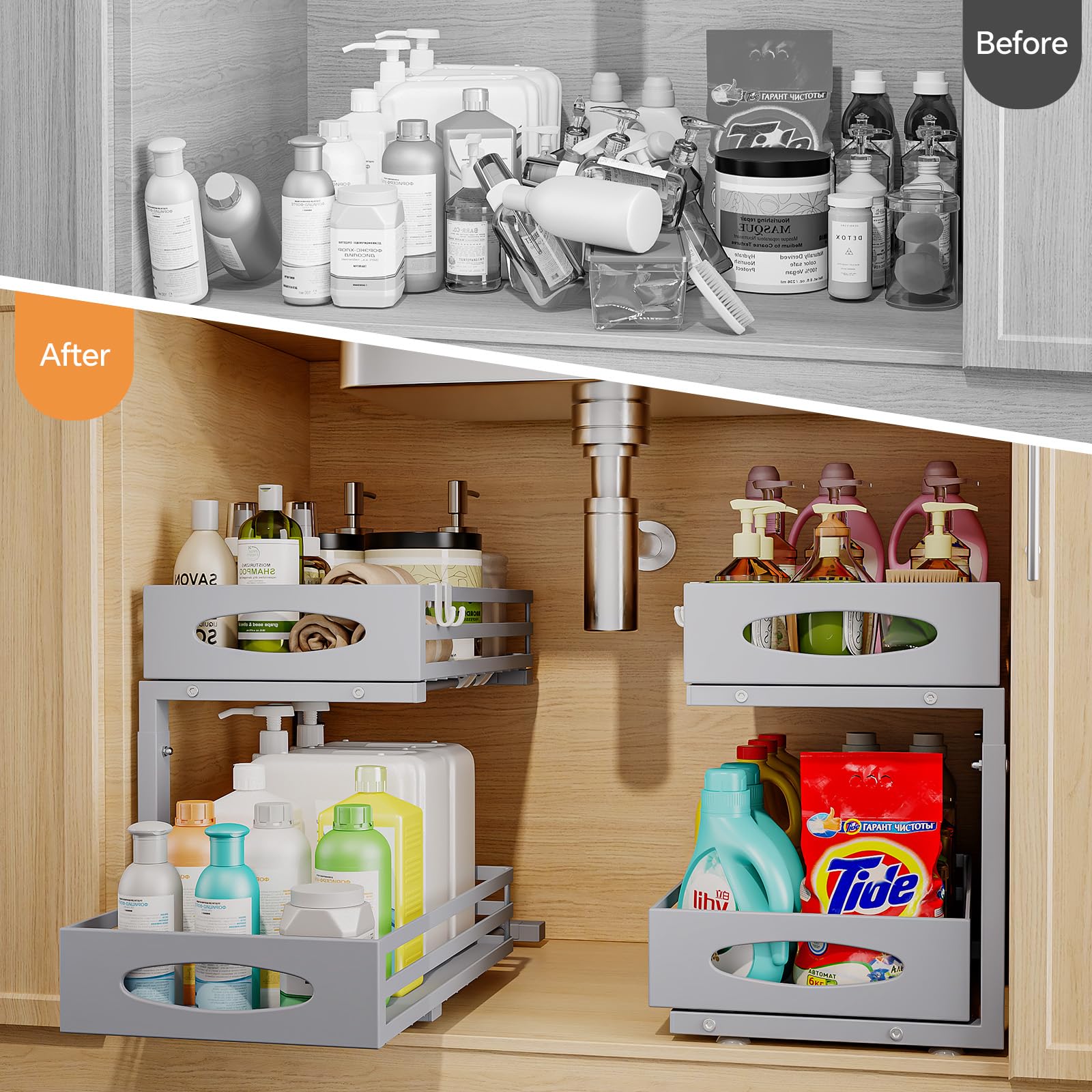 Mixeshop metal cabinet organizer highlighting durable rust-resistant frame.