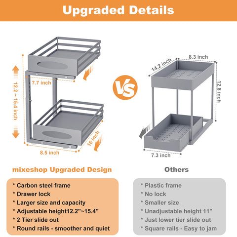 Mixeshop two-tier pull-out in action, improving item visibility.