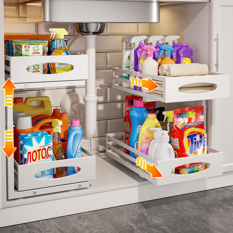 Mixeshop under sink organizer two-tier for organized storage under the sink