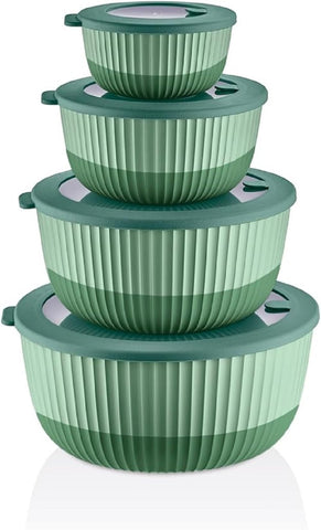 Mixing Bowls with Lids set in 4.2L and 2.6L, BPA-free for meal prep and leftovers.