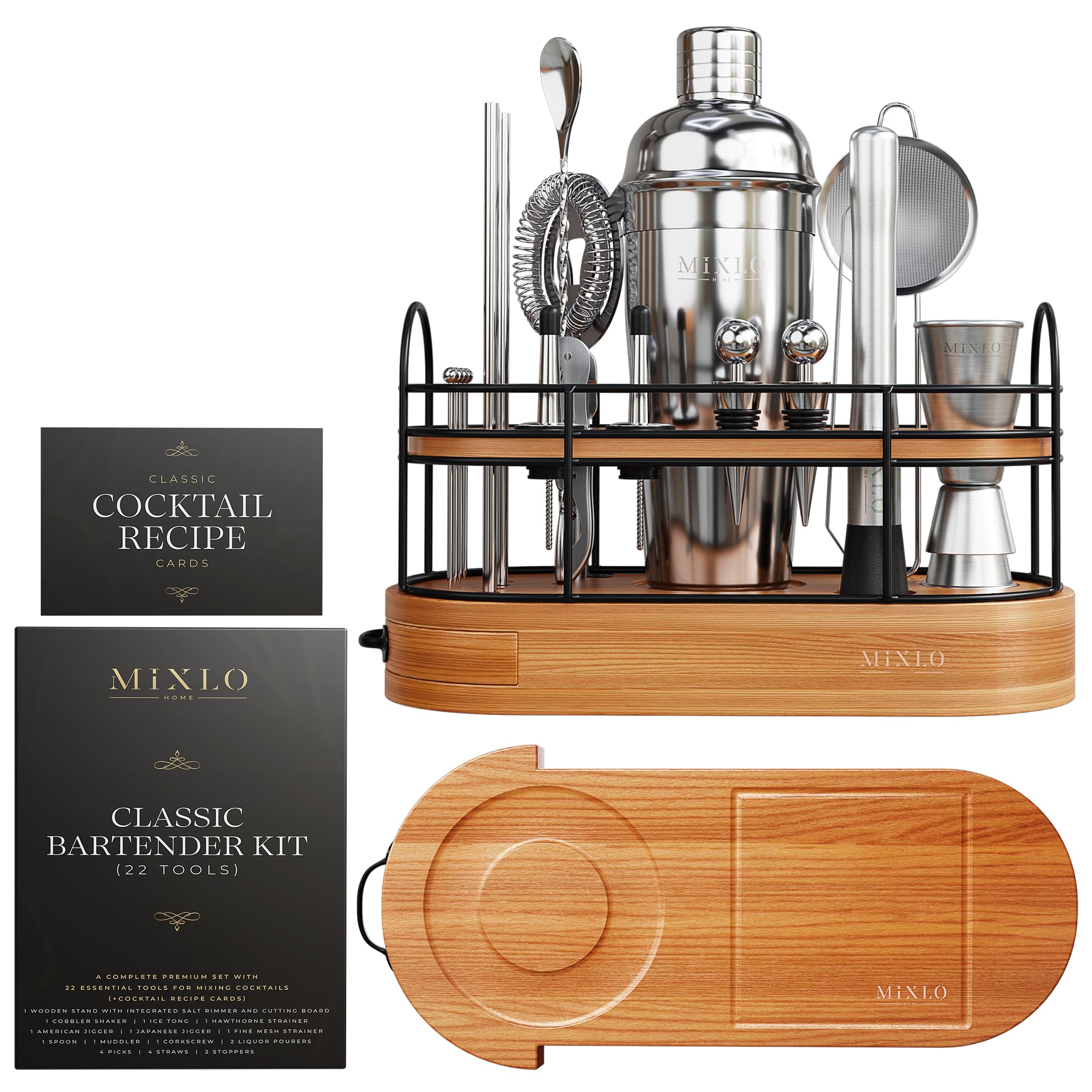 MIXLO HOME brown bar cart accessories stand showcases organized tools