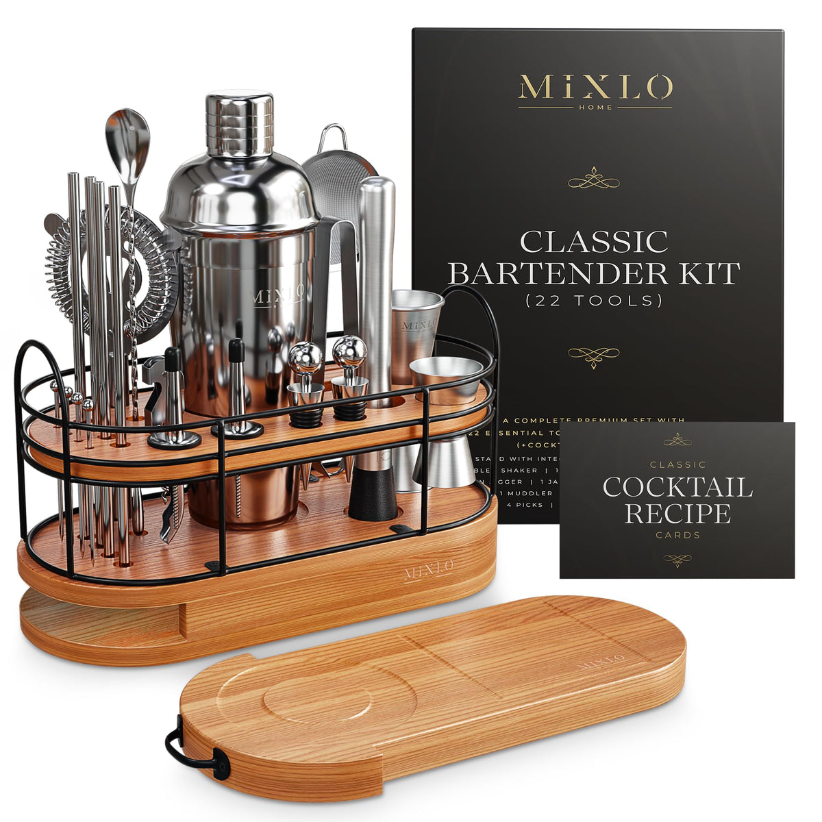 MIXLO HOME Mixology Bartender Kit 22pcs shaker for professional home bartending
