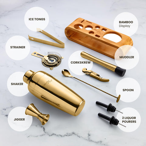 Mixology & Craft bamboo stand keeps tools organized and accessible.