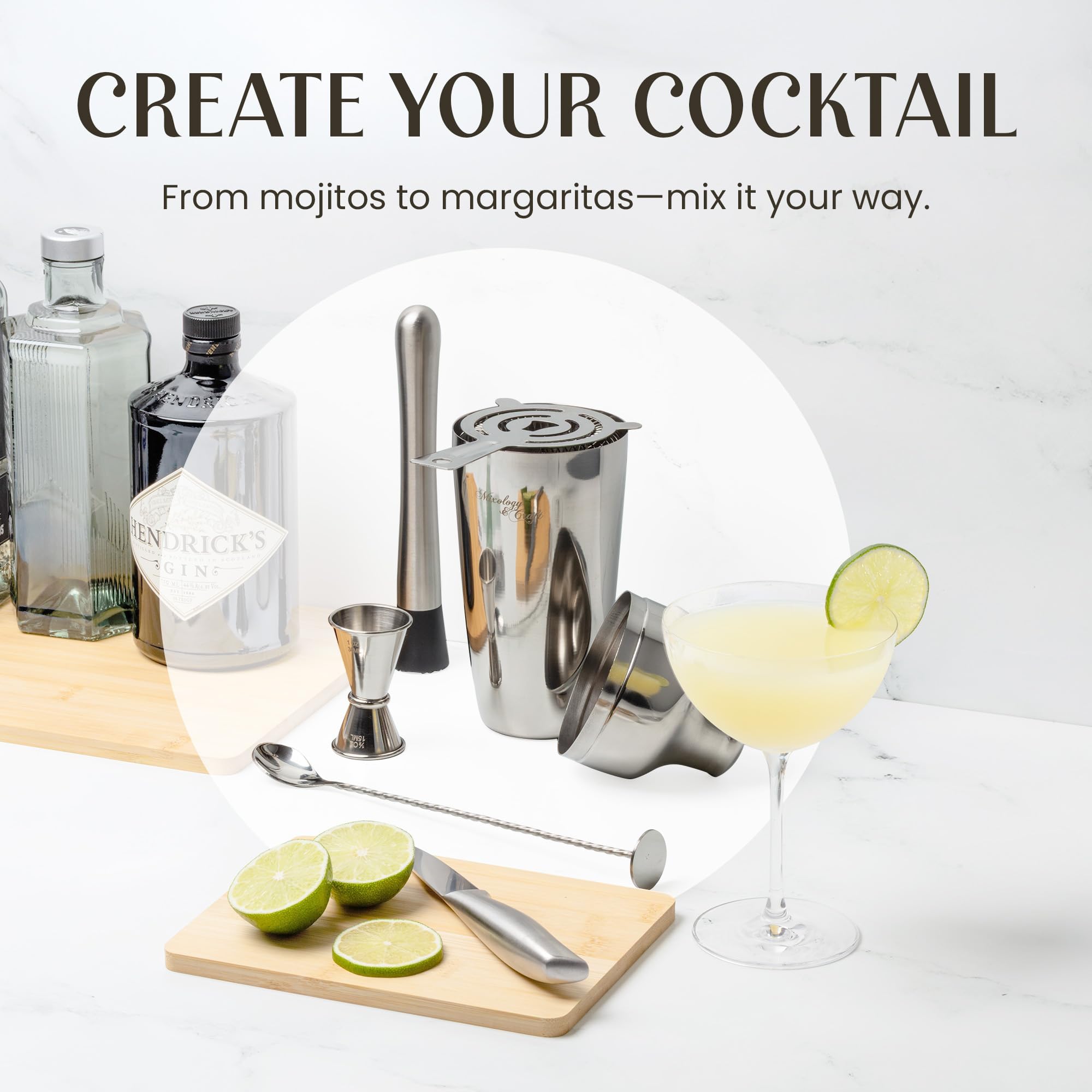 Mixology & Craft 15-30ml jigger supports accurate measurements for balanced drinks.