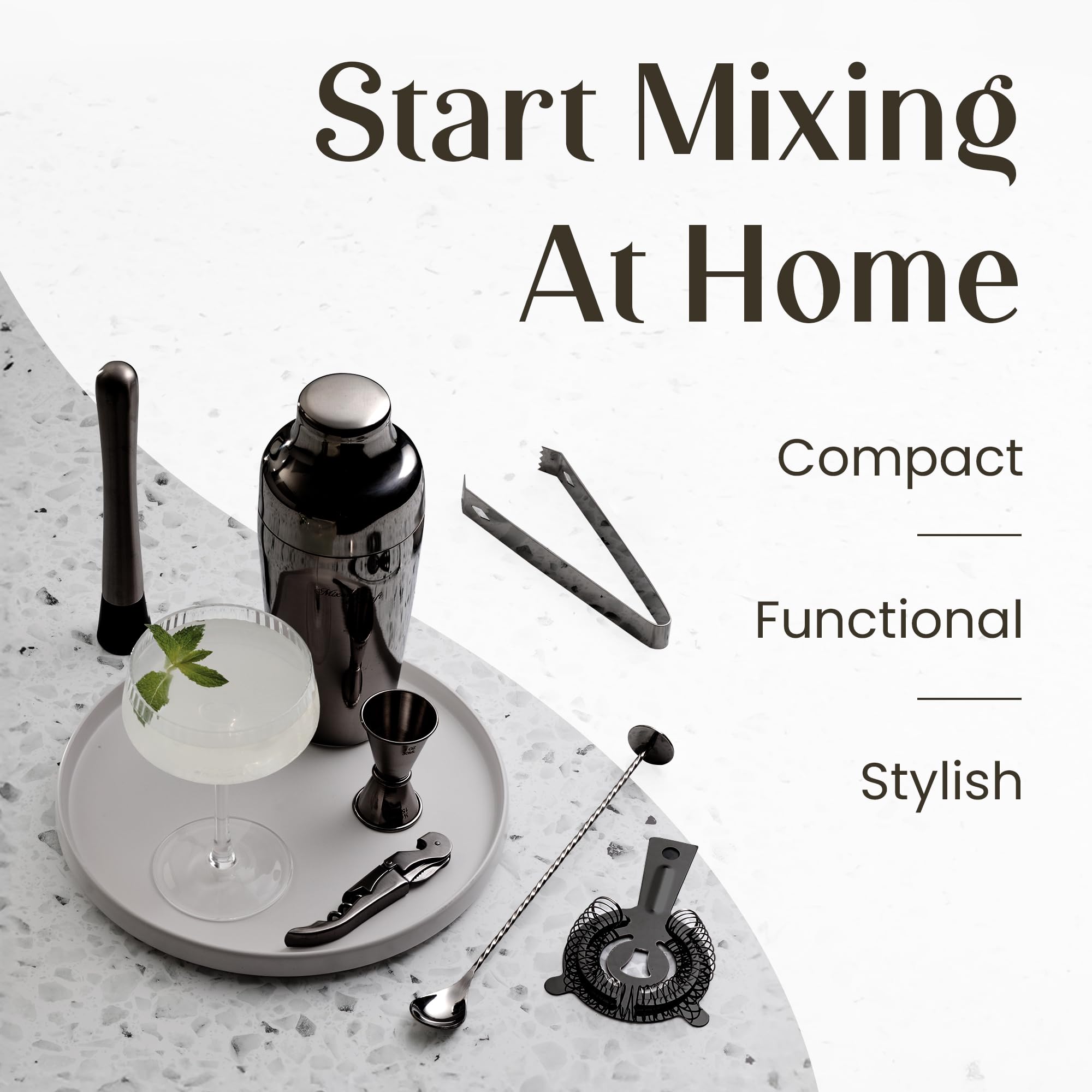 Mixology and Craft Bartender Kit fine strainer for clean pours.