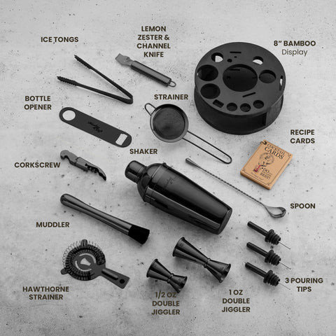 Mixology and Craft Bartender Kit Hawthorne strainer for precise filtration.