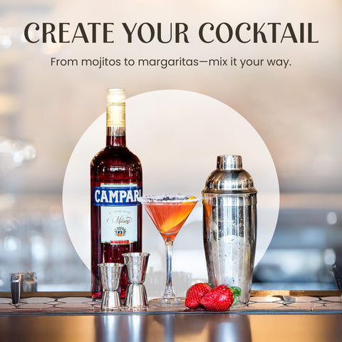 Mixology & Craft dual jiggers with clear marks for precise measurement.