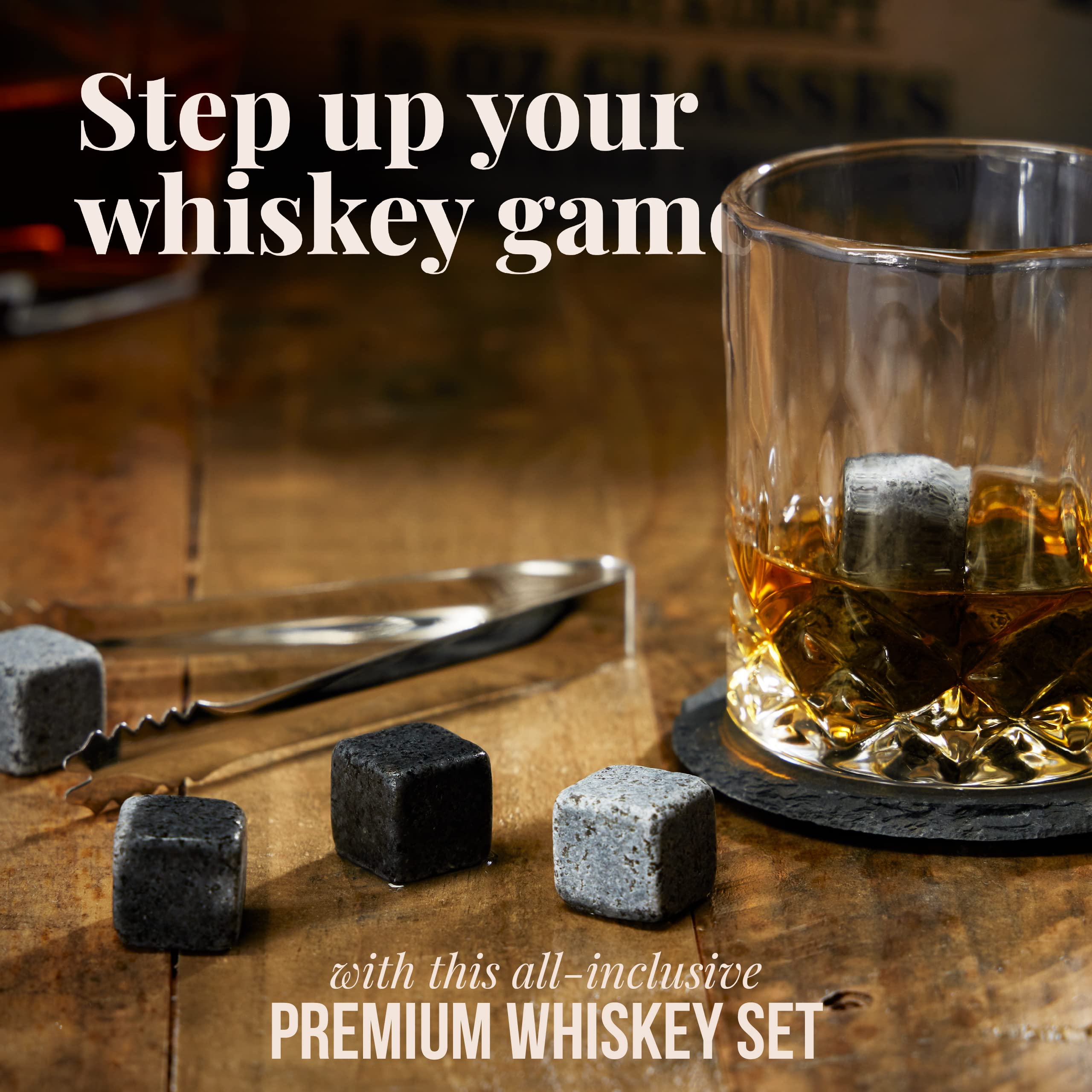 Mixology & Craft eight granite whiskey stones chilling drinks without dilution.