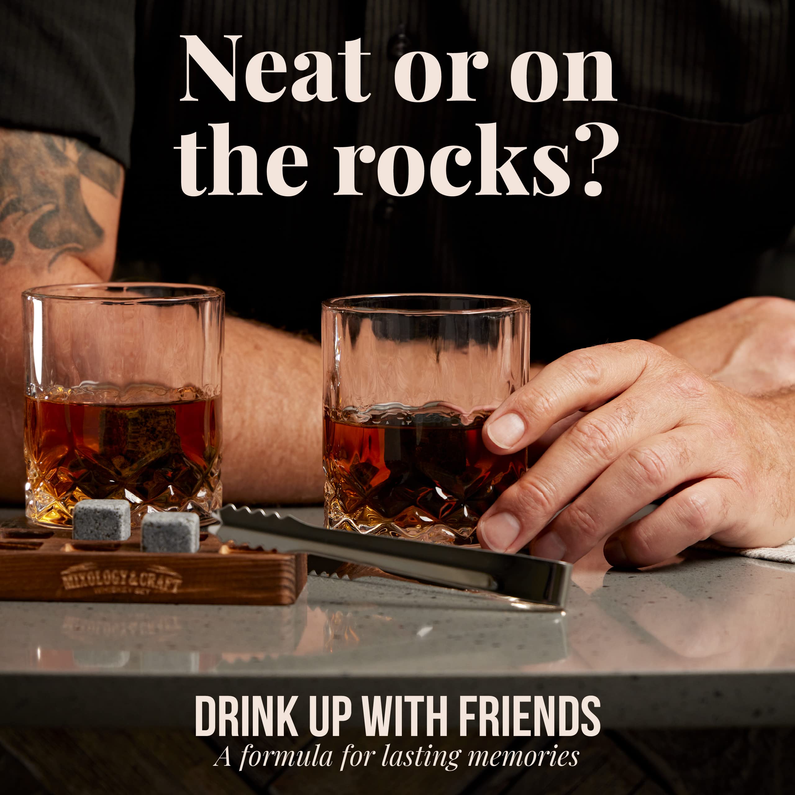 Mixology & Craft heavy-base crystal glasses for balanced pours and grip.