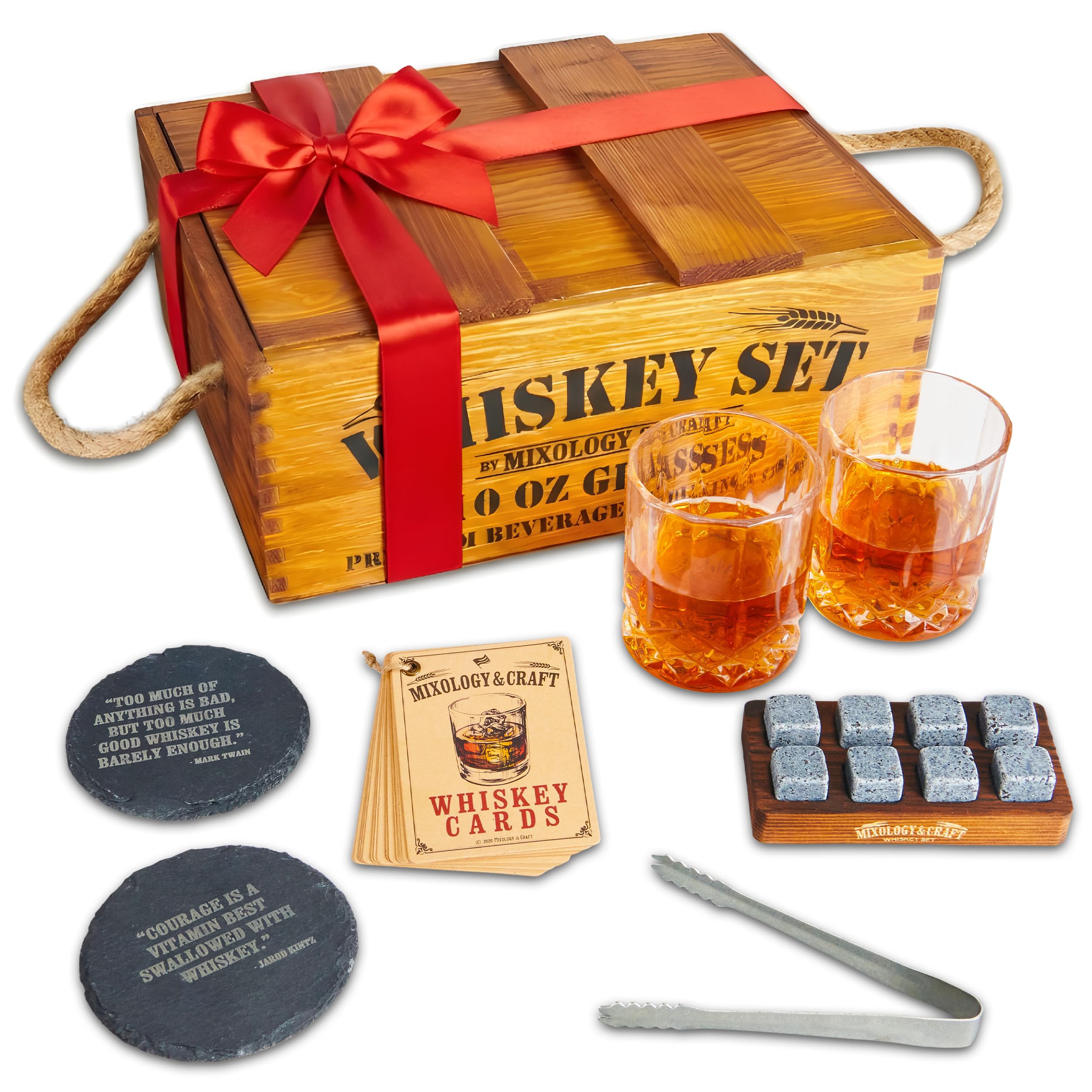 Mixology & Craft premium whiskey set featuring two crystal glasses for refined pours.