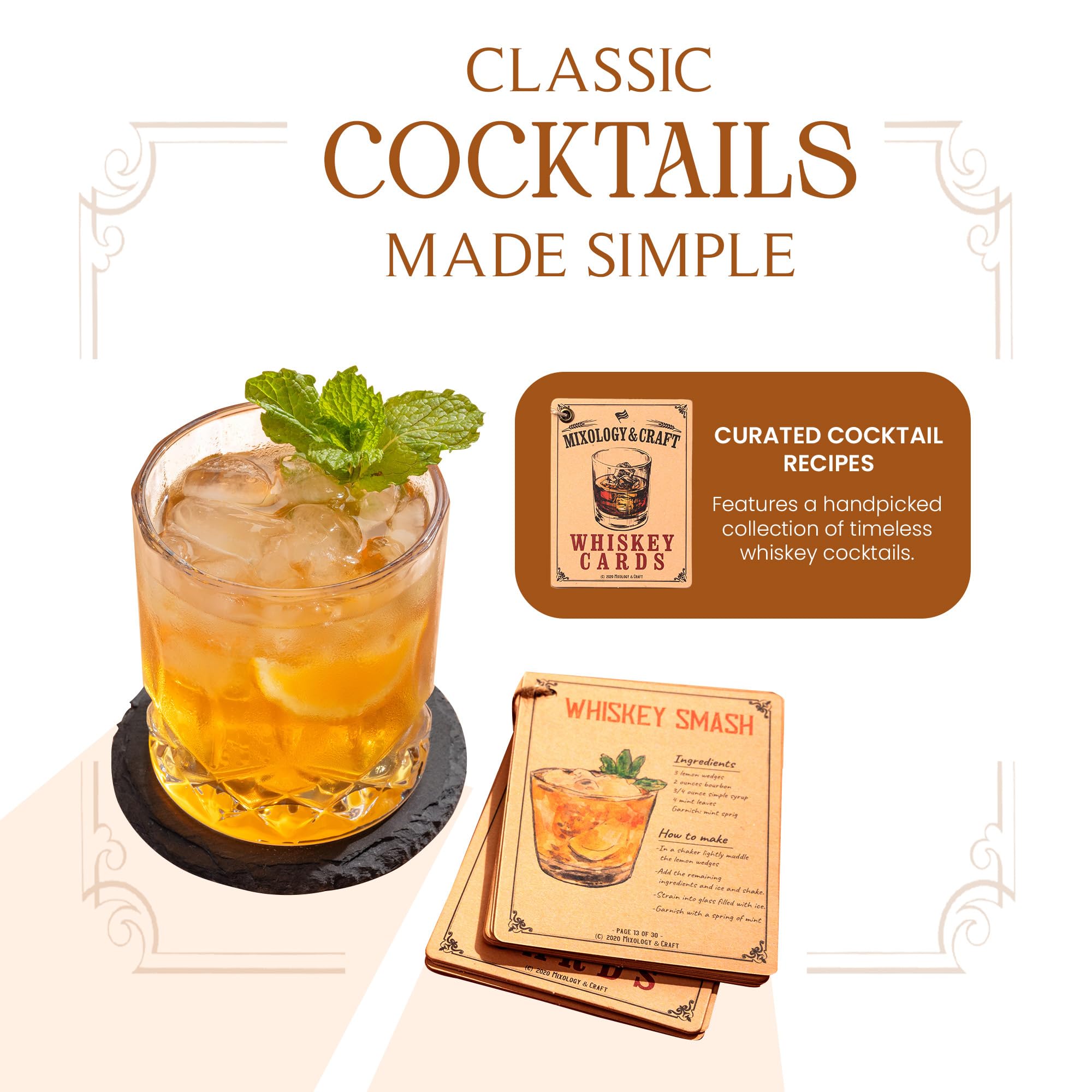 Mixology & Craft rustic wooden crate adds timeless style to any home bar.