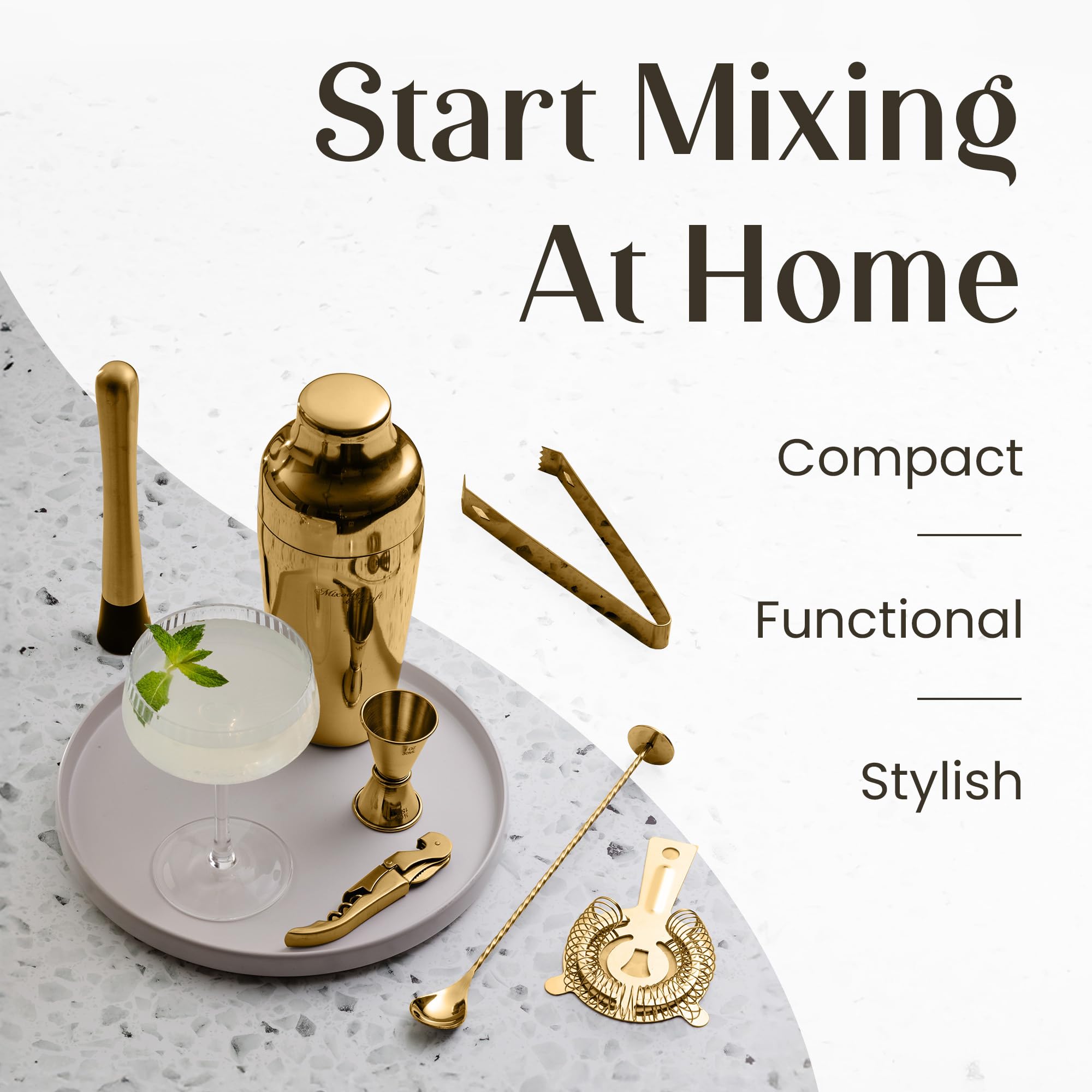 Mixology & Craft spiral bar spoon for precise stirring at home.
