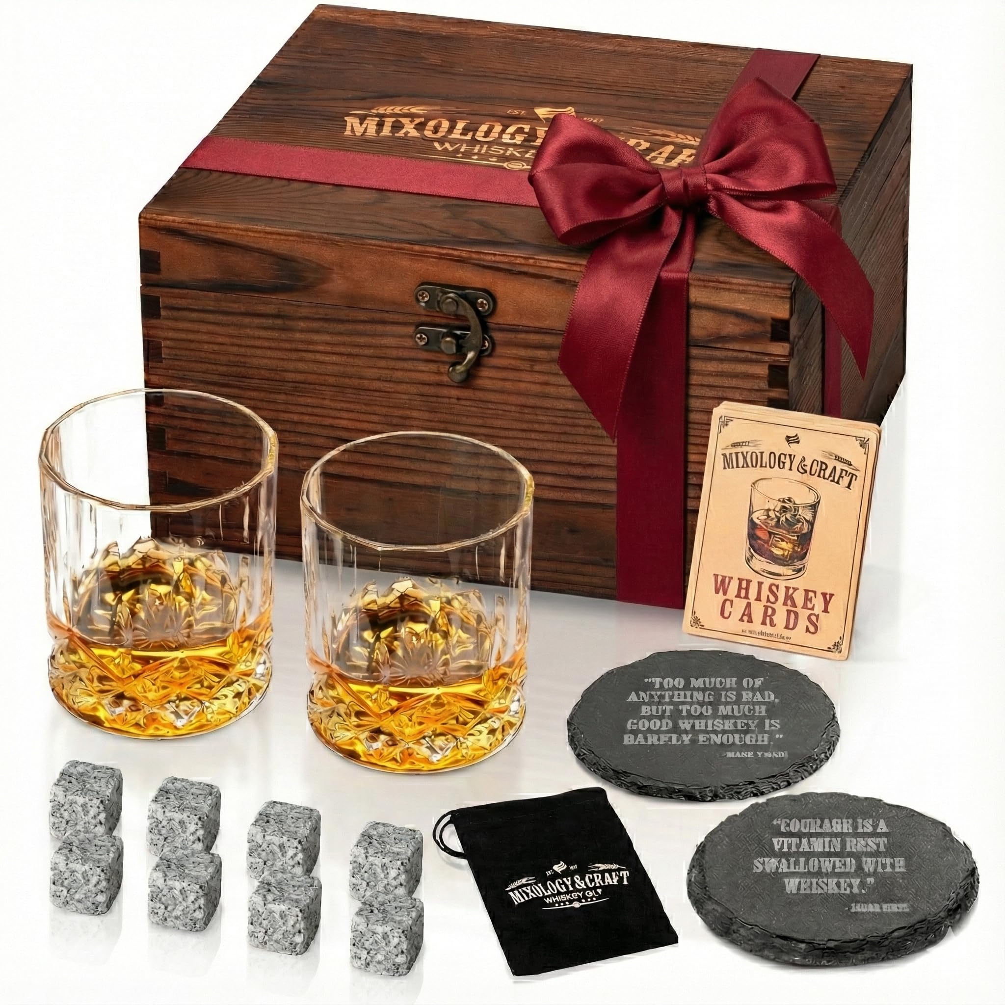 Mixology & Craft two 10oz crystal old-fashioned glasses for smooth whiskey tastings.