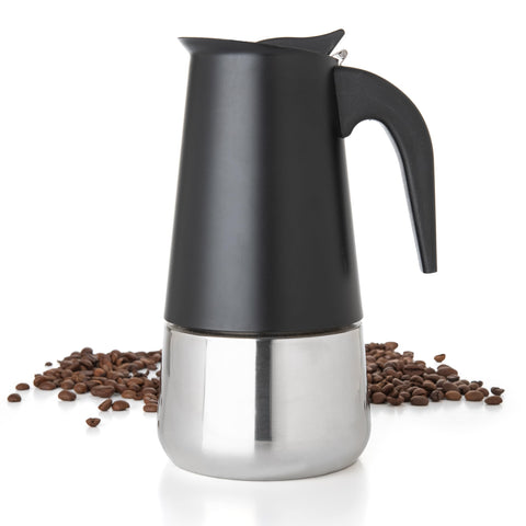 Mixpresso Black 9-Cup Greca stovetop pot for bold espresso at home or camp