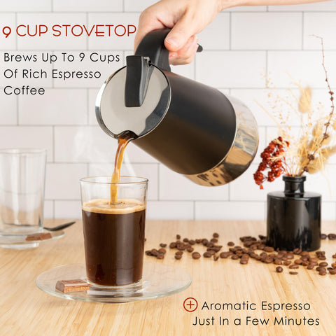 Mixpresso black plastic handle for safe, easy pouring