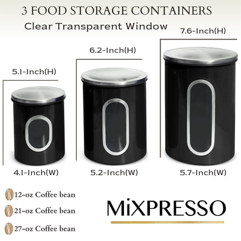 Mixpresso canisters feature a transparent front window for easy content monitoring.