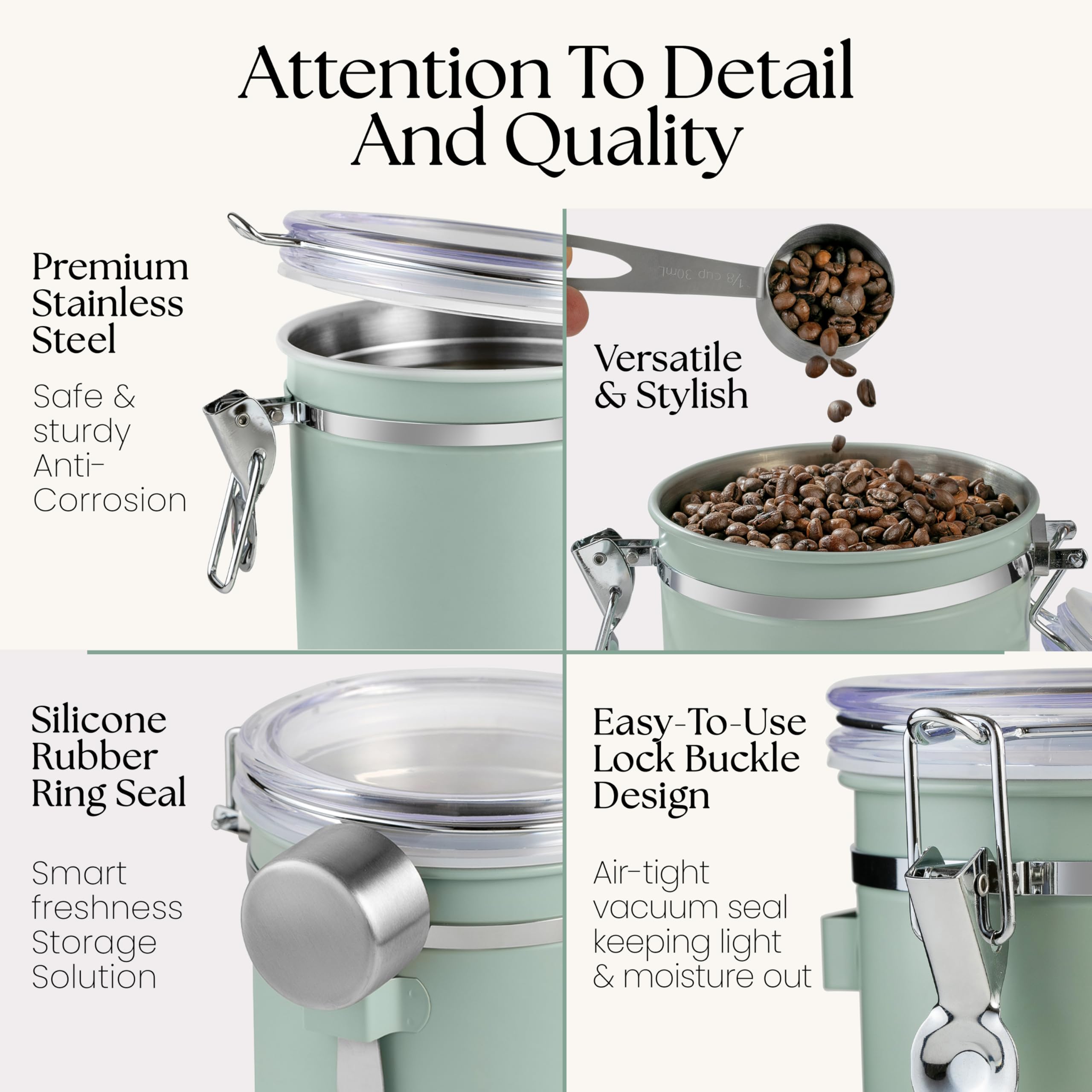 Mixpresso canister with clear lid lets you monitor freshness at a glance.