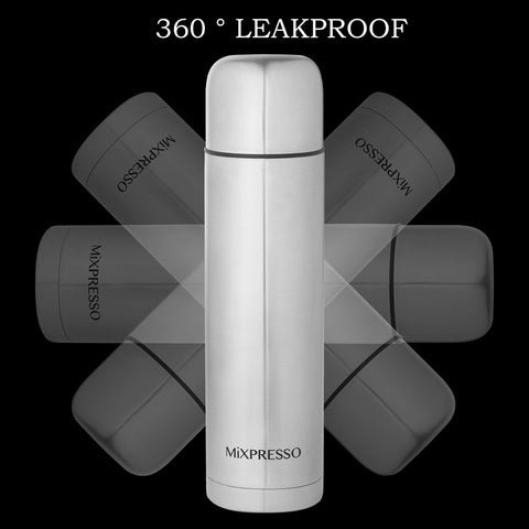 Mixpresso coffee mug integrated design for all-in-one travel use.