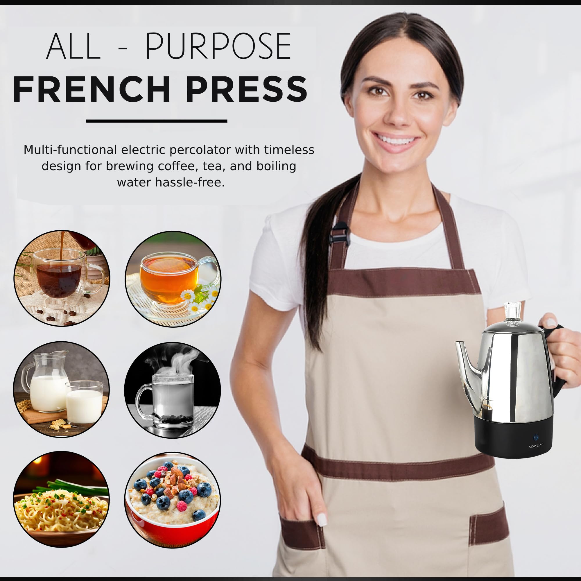 Mixpresso cool-touch handle provides safe pouring and reduced burns.