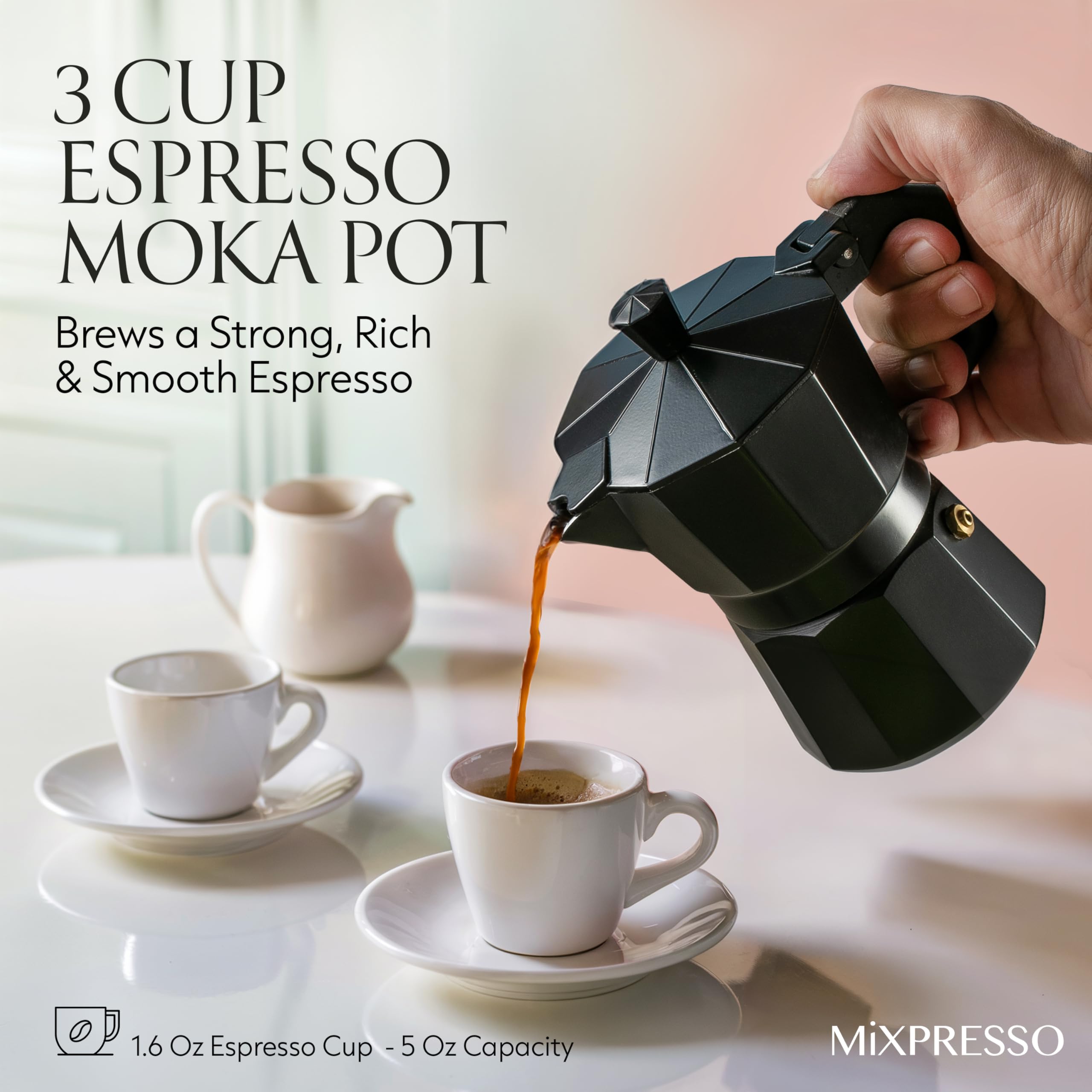 Mixpresso Cuban Coffee Maker in use, ready to brew rich espresso.