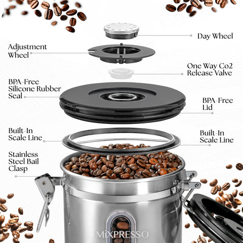 Mixpresso durable metal construction for kitchen storage