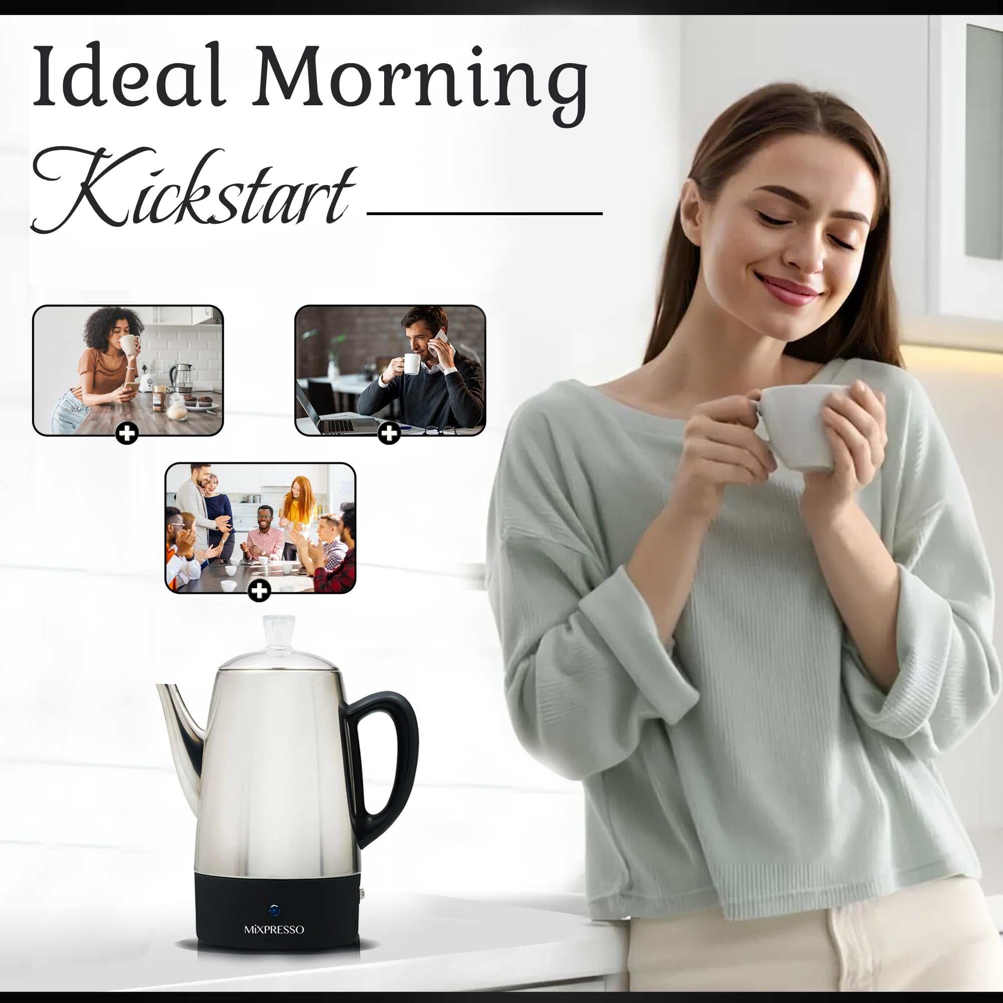 Mixpresso indicator light signals readiness for a ready-to-pour brew.