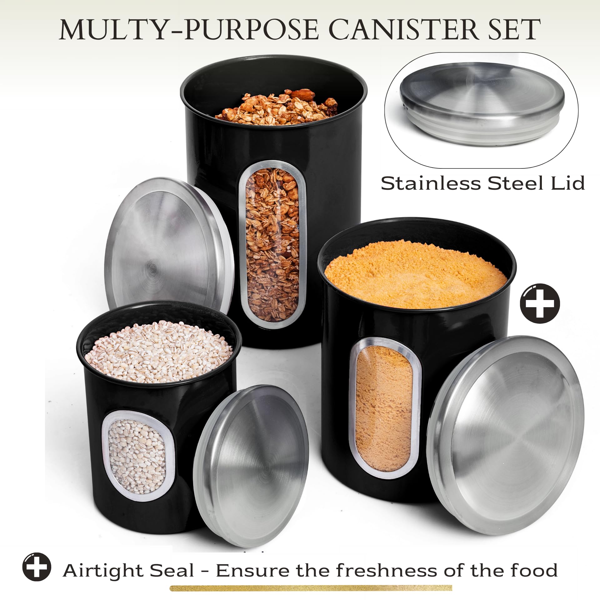 Mixpresso large 27 oz canister stores coffee beans on the counter with easy access.