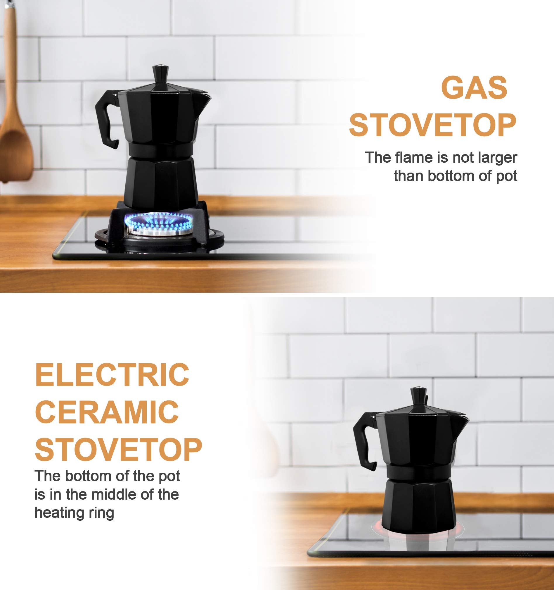 Mixpresso Moka Pot handle grip, secure handling during pouring.