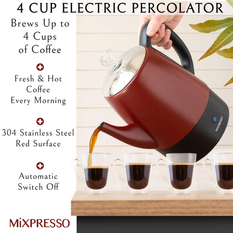 Mixpresso percolator indicator light signals when coffee is ready.