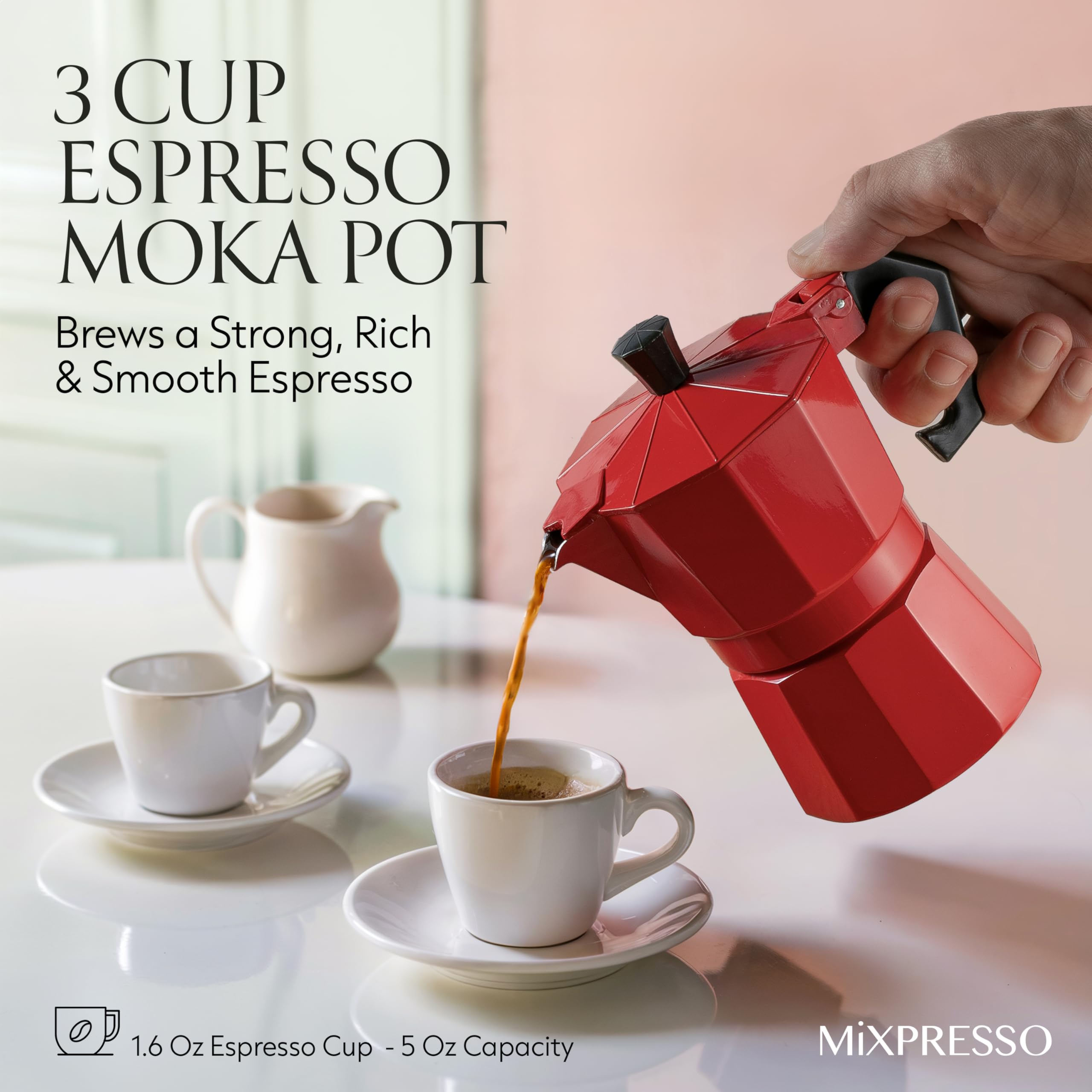 Mixpresso Red 3 Cup Moka Pot steam release during brewing