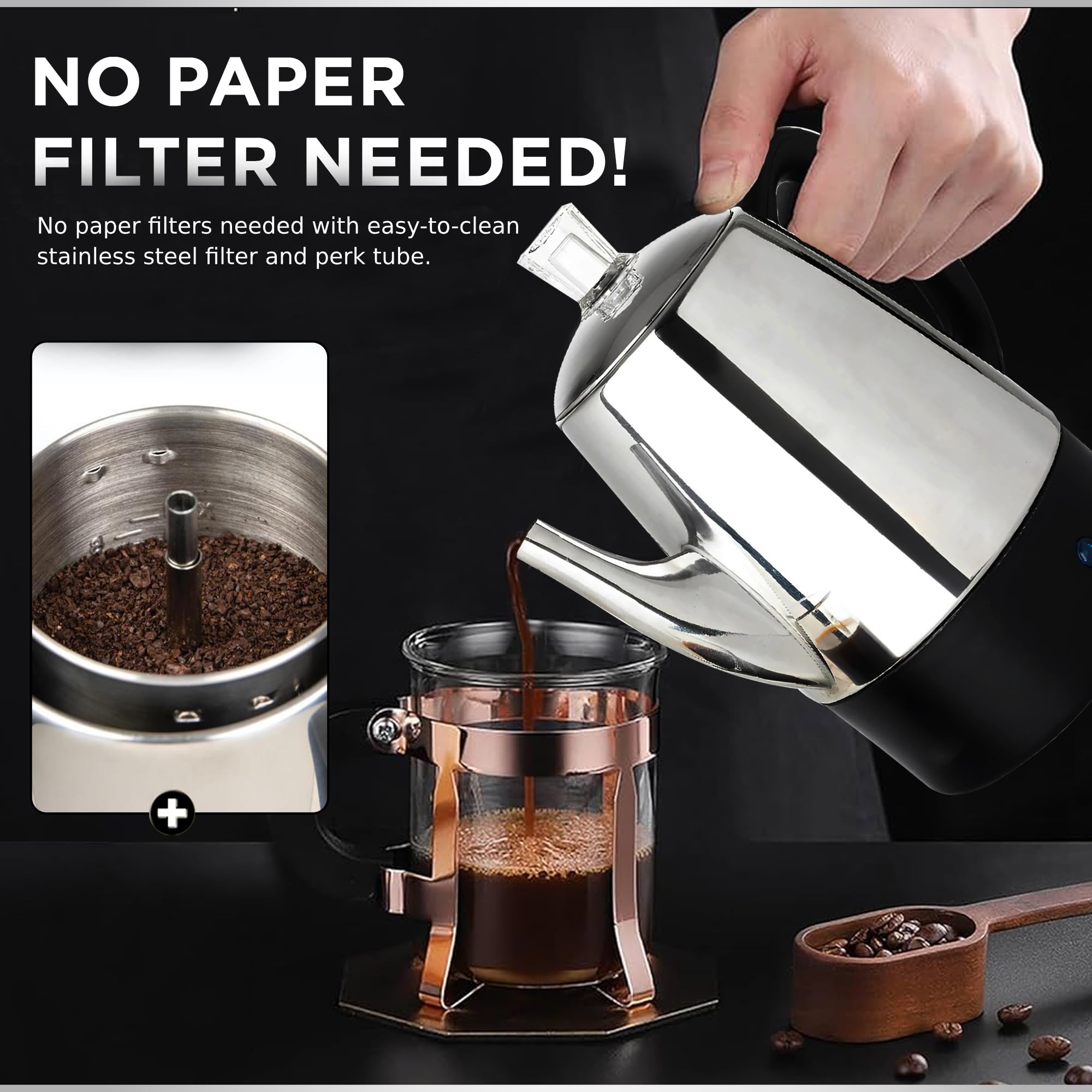 Mixpresso removable filter basket simplifies cleaning and quick setup.