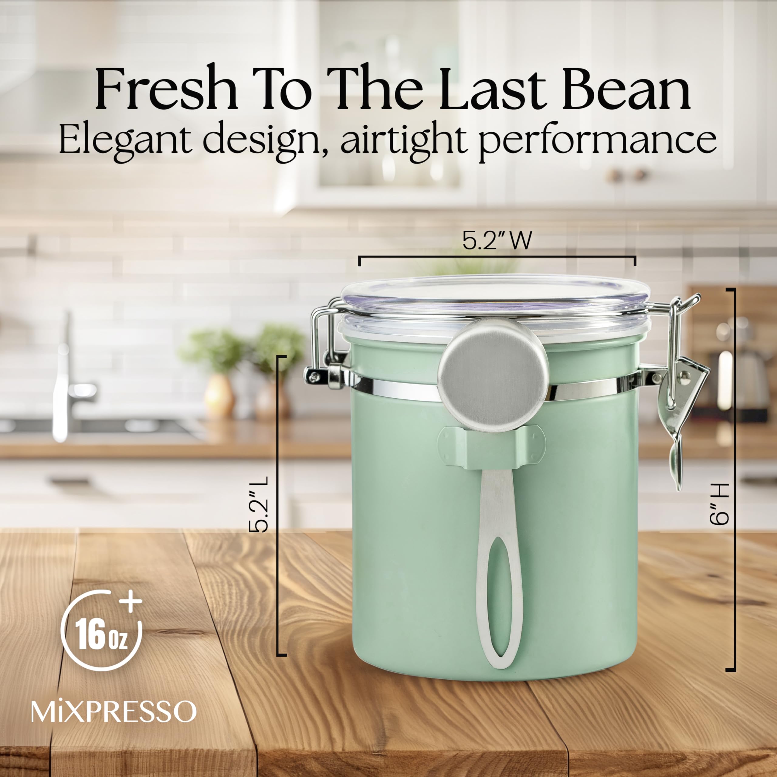 Mixpresso stainless steel storage container keeps pantry staples organized.