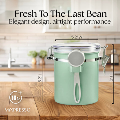 Mixpresso stainless steel storage container keeps pantry staples organized.