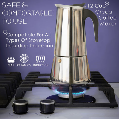 Mixpresso pot compatible with gas, electric, and ceramic stoves for flexibility.