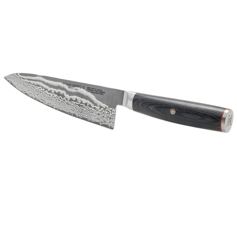 Miyabi Kaizen II pakkawood handle adds balance and elegance to prep.