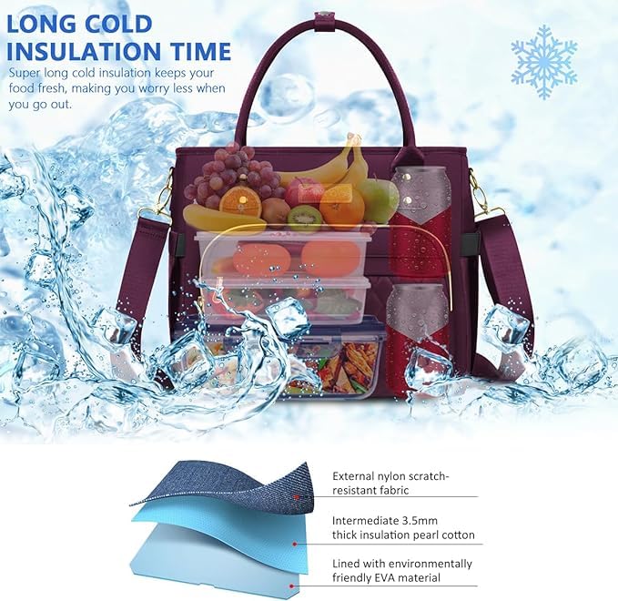 MIYCOO lunch bag waterproof fabric protects contents from splashes