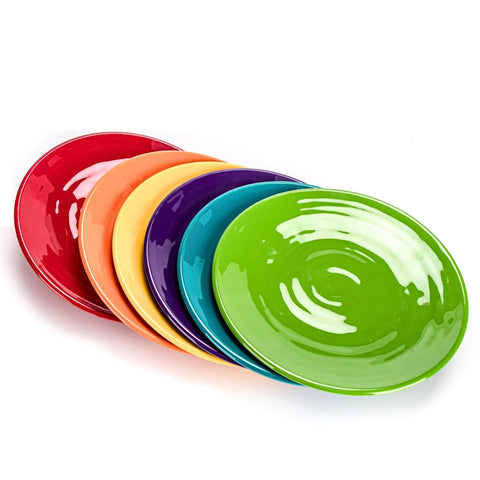 MIYOPESI 11-inch melamine plate in multicolor for outdoor dining, unbreakable and reusable.