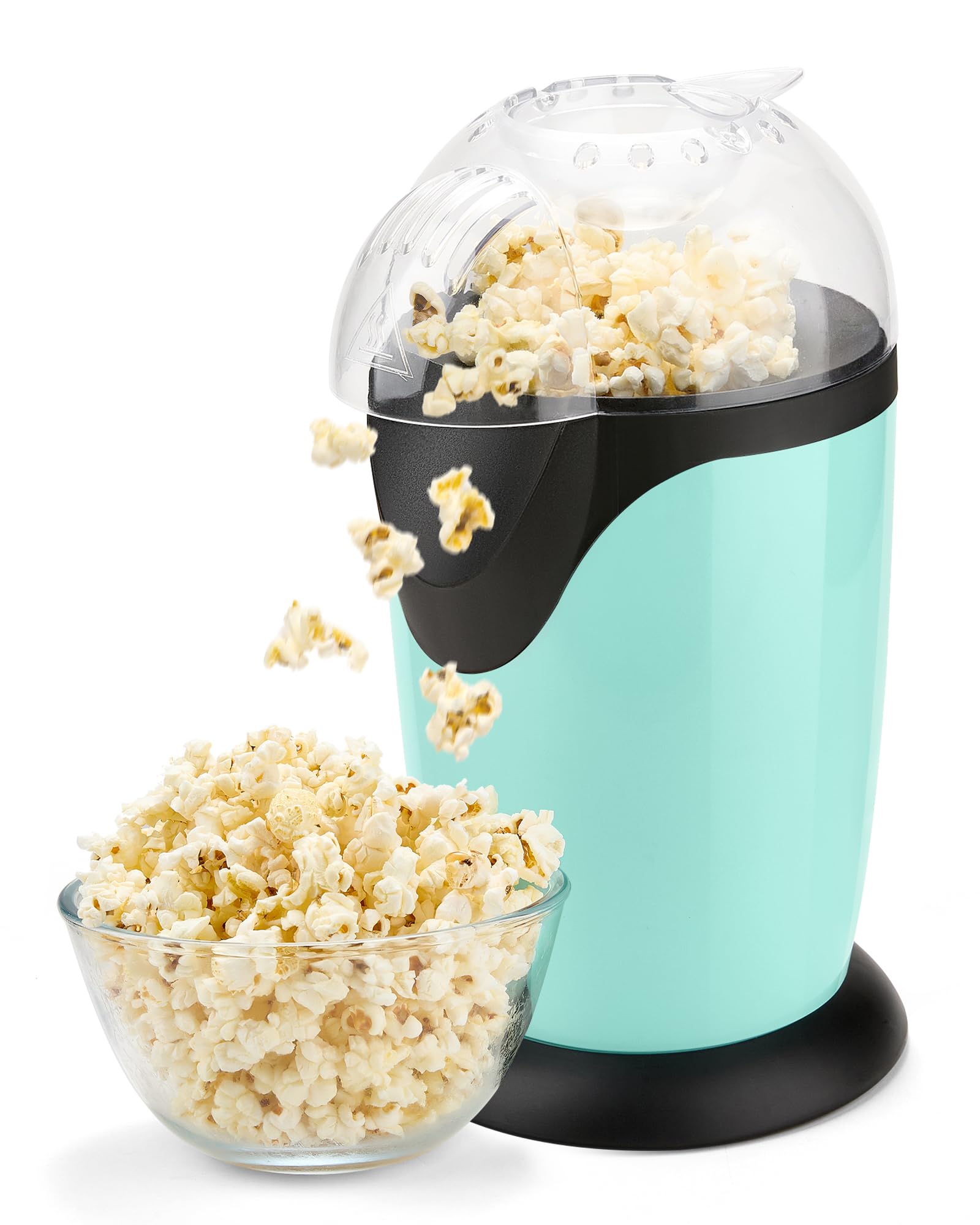 Miyugame hot air popcorn maker front view, oil-free snacking for movie nights
