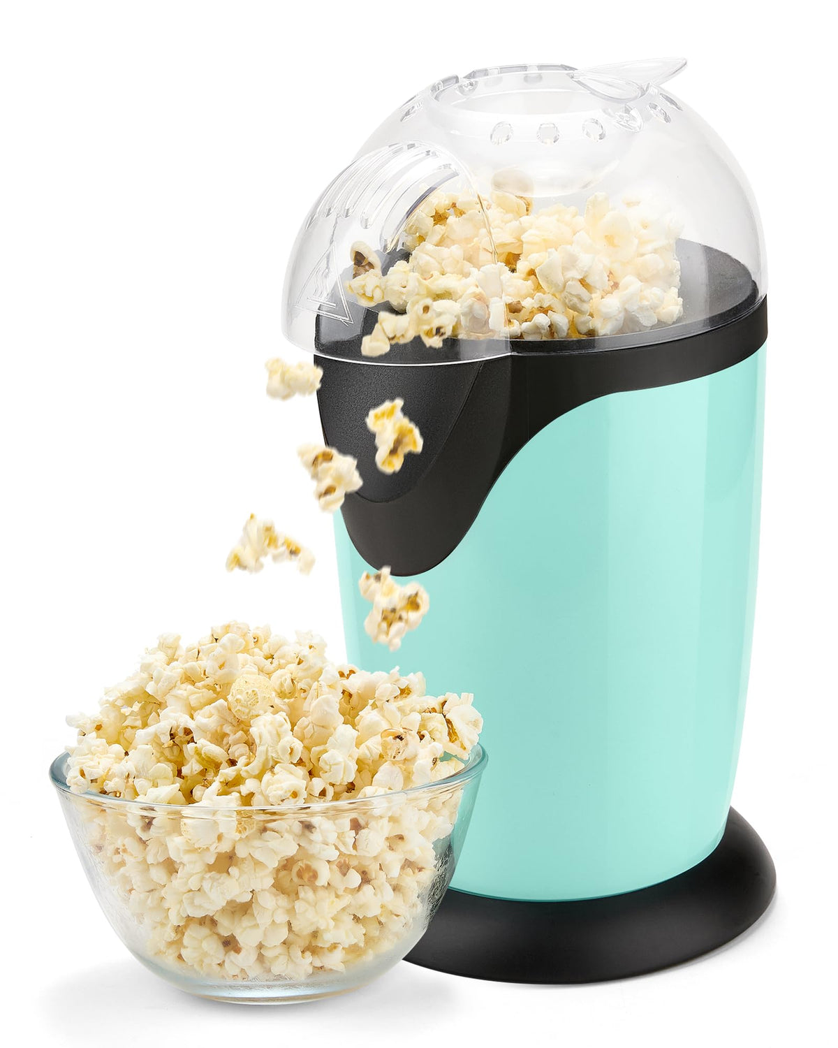 Miyugame hot air popcorn maker front view, oil-free snacking for movie nights