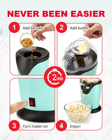 Miyugame popcorn maker compact design on a kitchen counter, ideal for small spaces