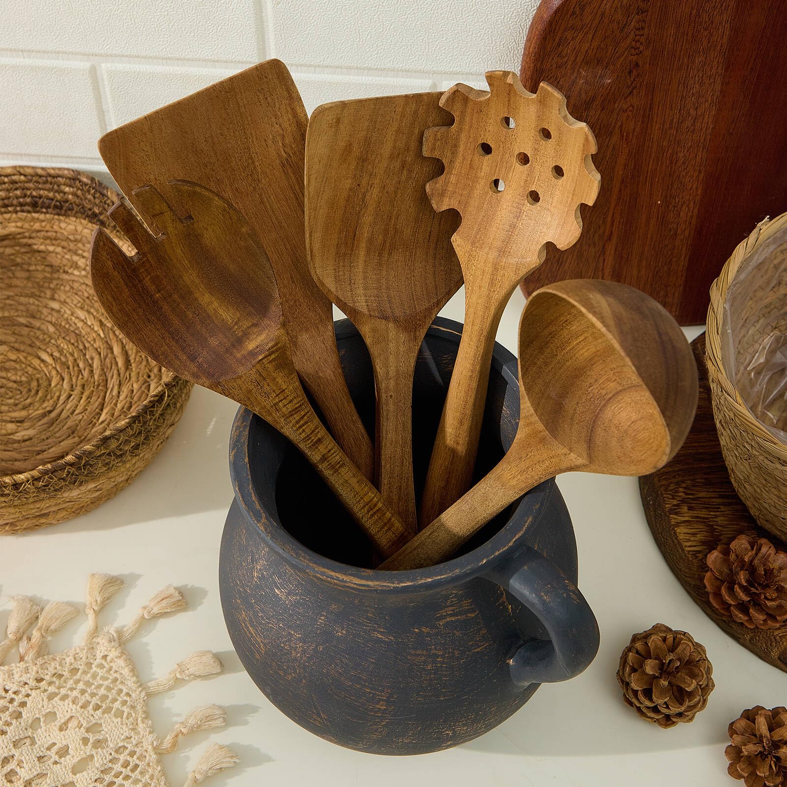 MIYUKI farmhouse decor crock complements rustic counters with practical storage