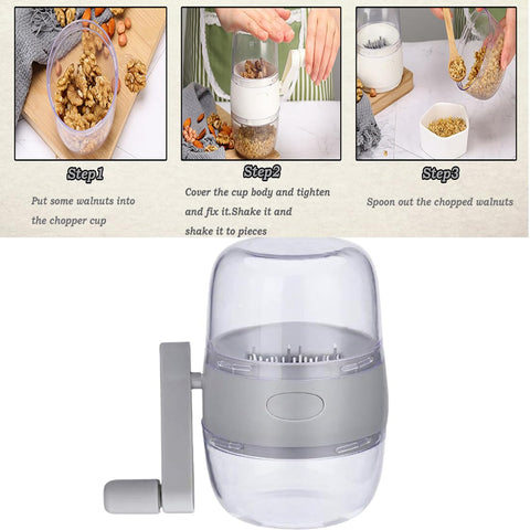 MJFUNTXY manual nut grinder with stainless steel blades delivering consistent results